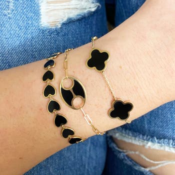 Large Onyx Clover Bracelet
