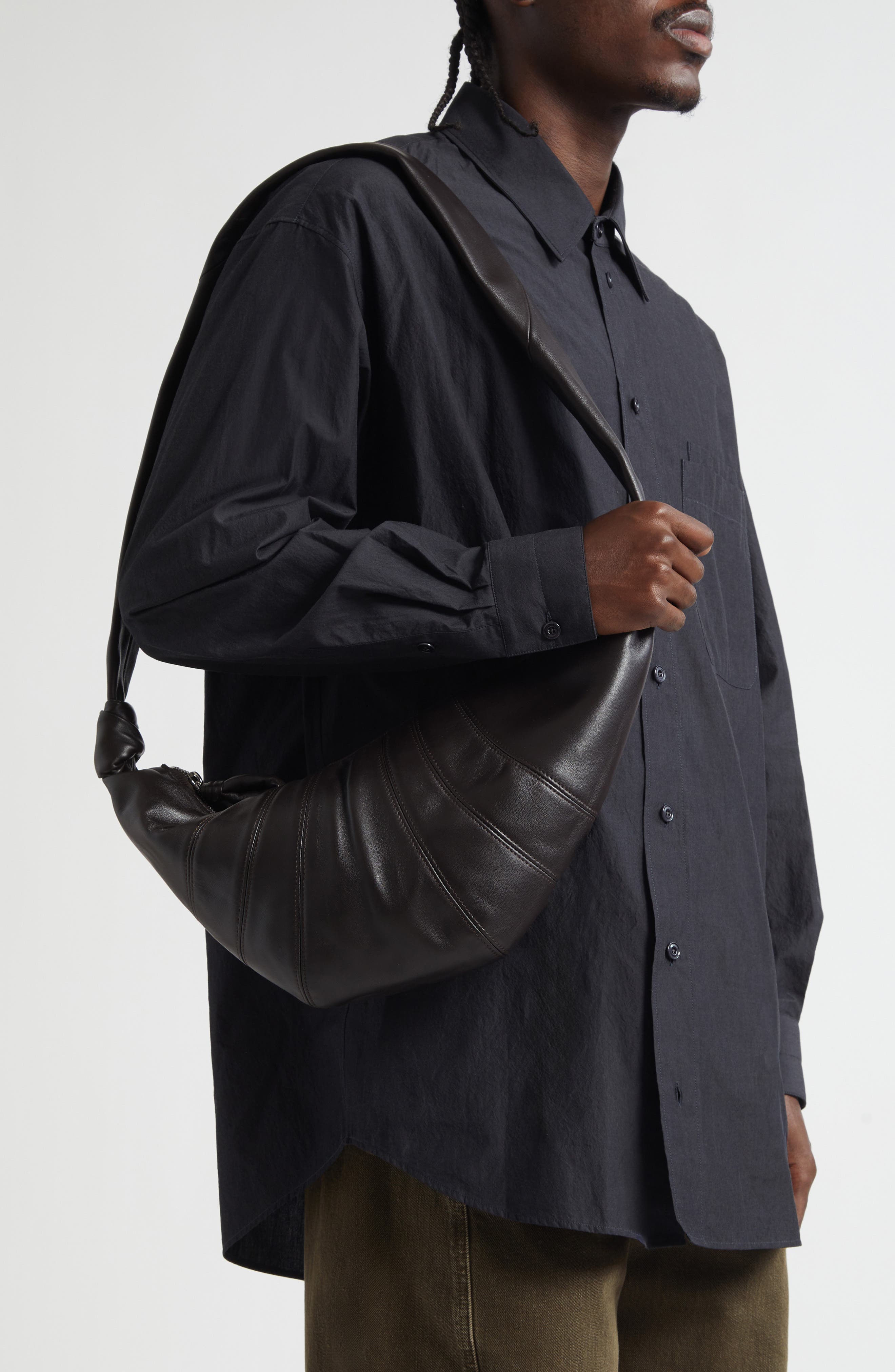 Lemaire Medium Croissant Leather Bag, Alternate, color, 