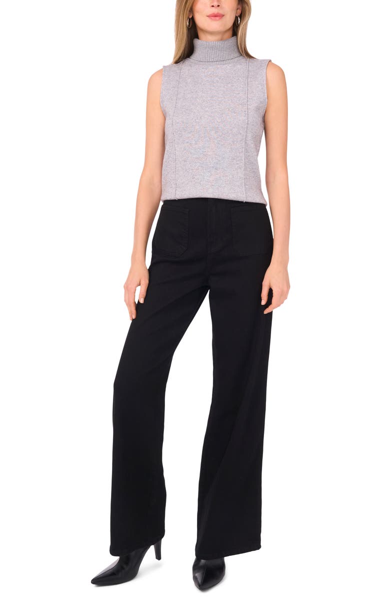 Vince Camuto Rib Turtleneck Sleeveless Sweater, Alternate, color, Light Heather Grey