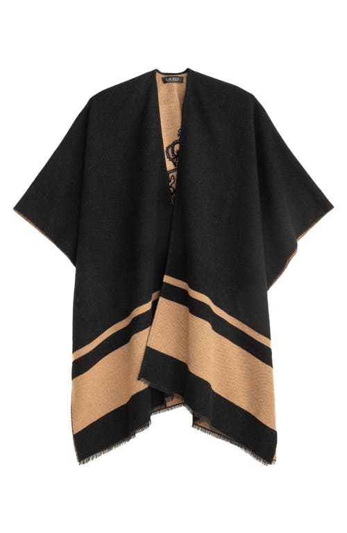 Lauren Ralplh Lauren Crest Jacquard Ruana In Black