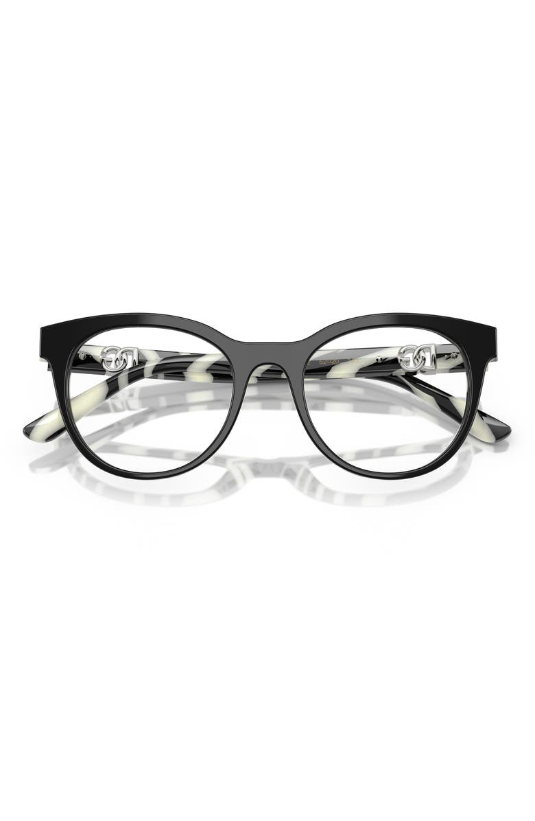 Dolce&Gabbana 52mm Round Optical Glasses, Alternate, color, Black White