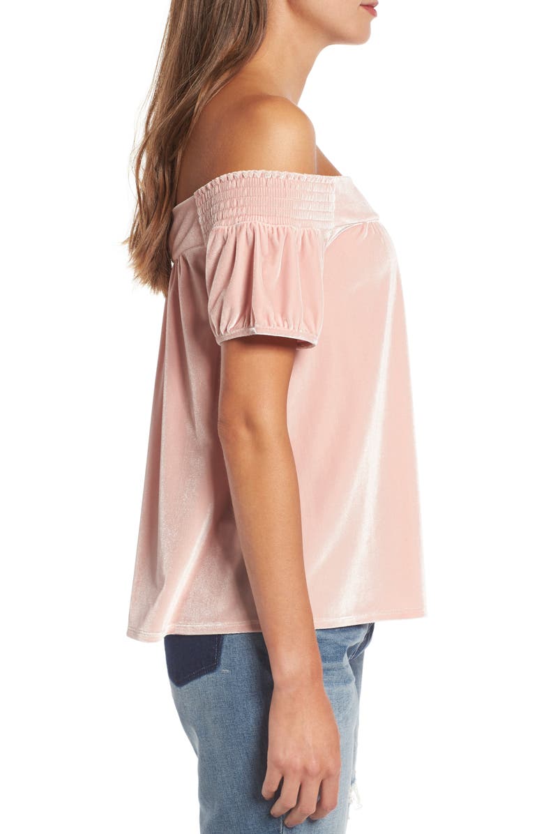Hinge Off the Shoulder Velvet Top, Alternate, color, 