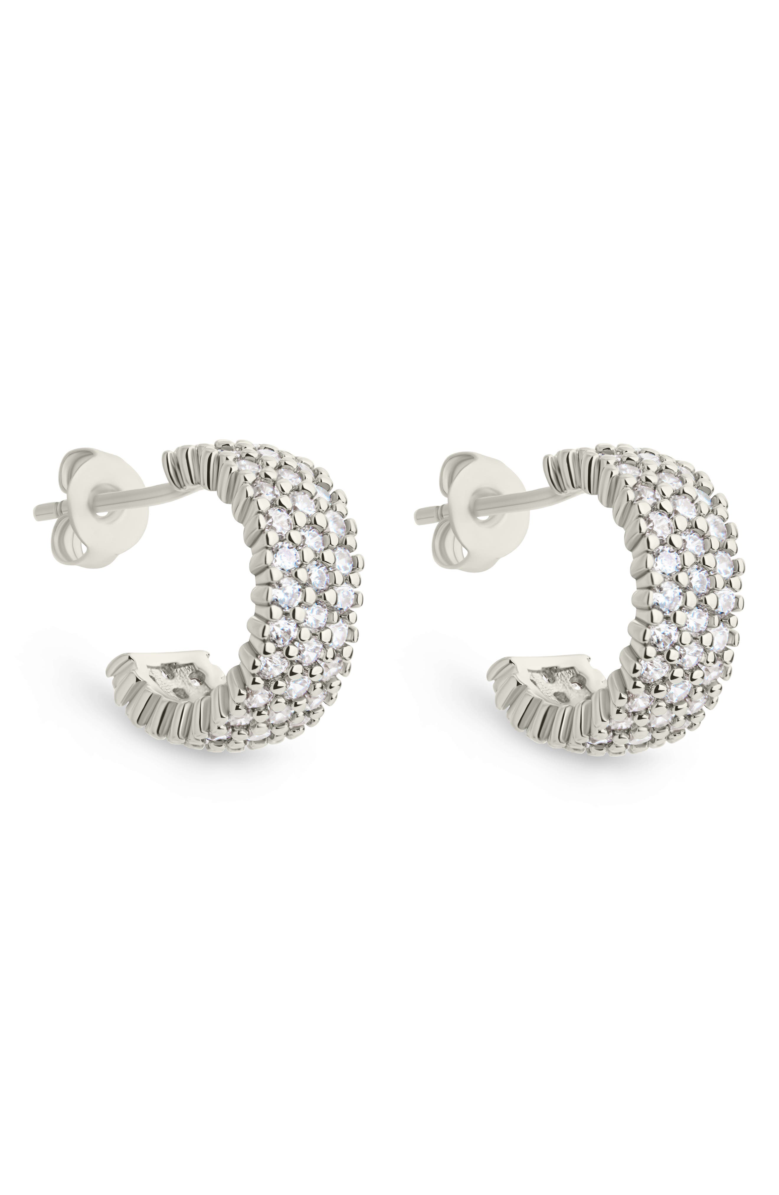 Sterling Forever Elora Pavé Cubic Zirconia Huggie Hoop Earrings