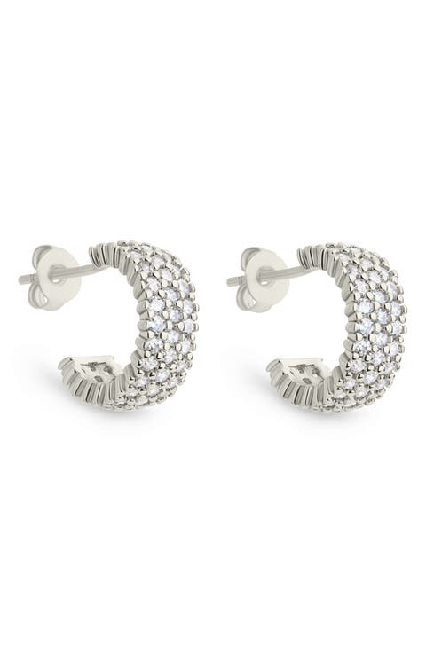 Elora Pavé Cubic Zirconia Huggie Hoop Earrings