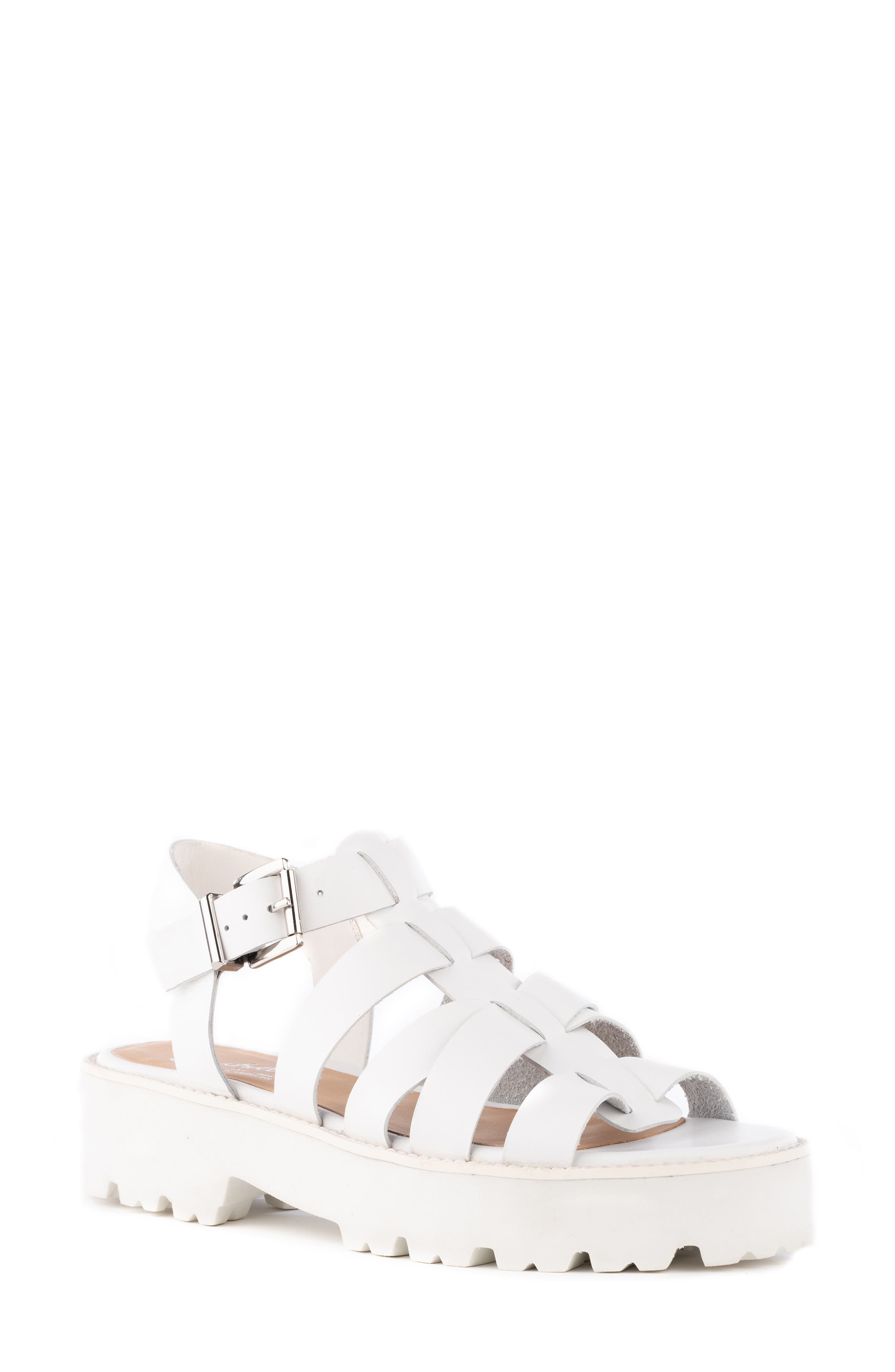 On the Road Platform Sandal, Main, color, WHITE LEATHER