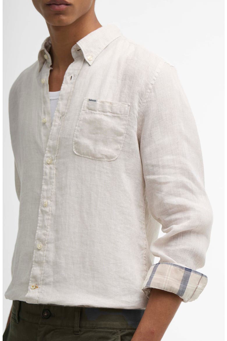 Linton Tailored Fit Check Linen Button-Down Shirt, Alternate, color, MIST