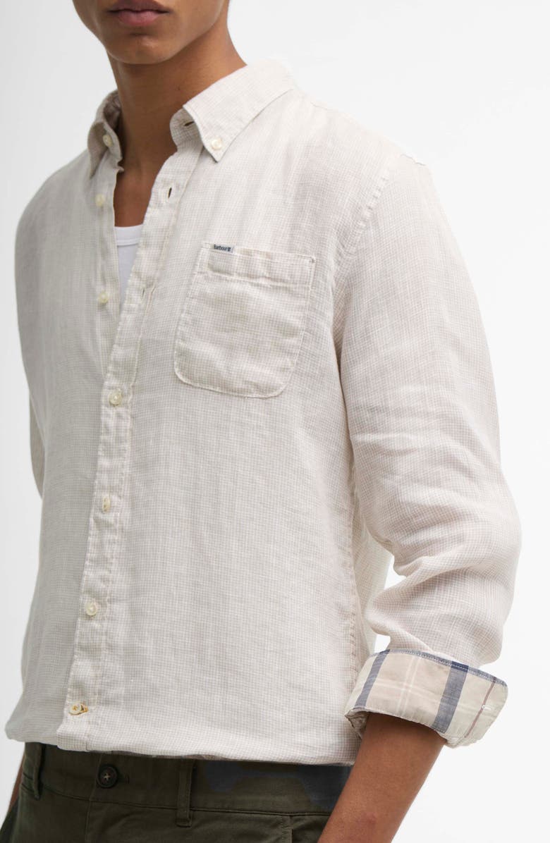 Barbour Linton Tailored Fit Check Linen Button-Down Shirt, Alternate, color, 
