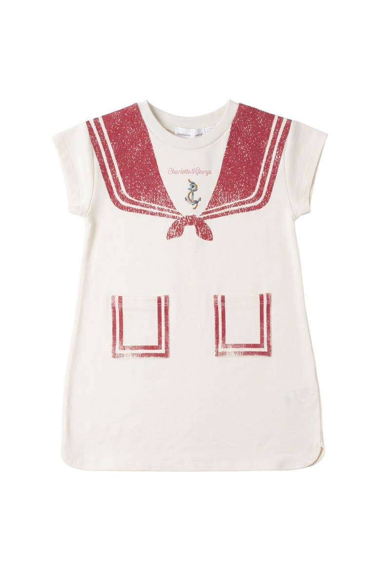 Stretch Jersey Sailor Collar Printed Dress, Main, color, Cream/Red