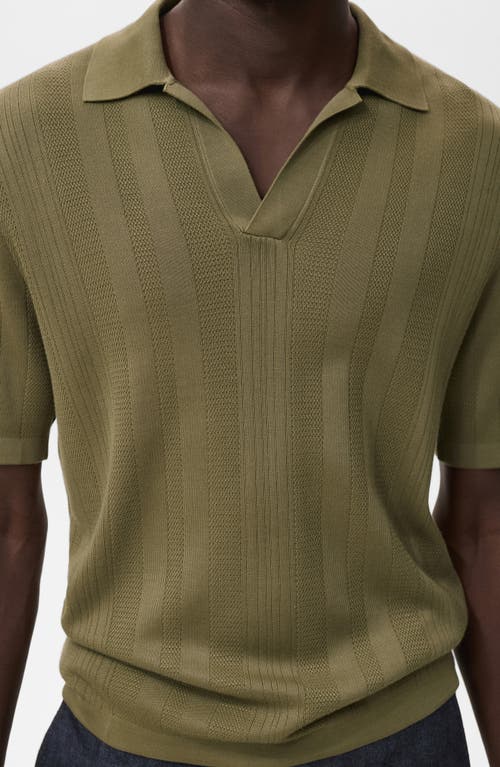 Mango Rib Johnny Collar Polo In Green