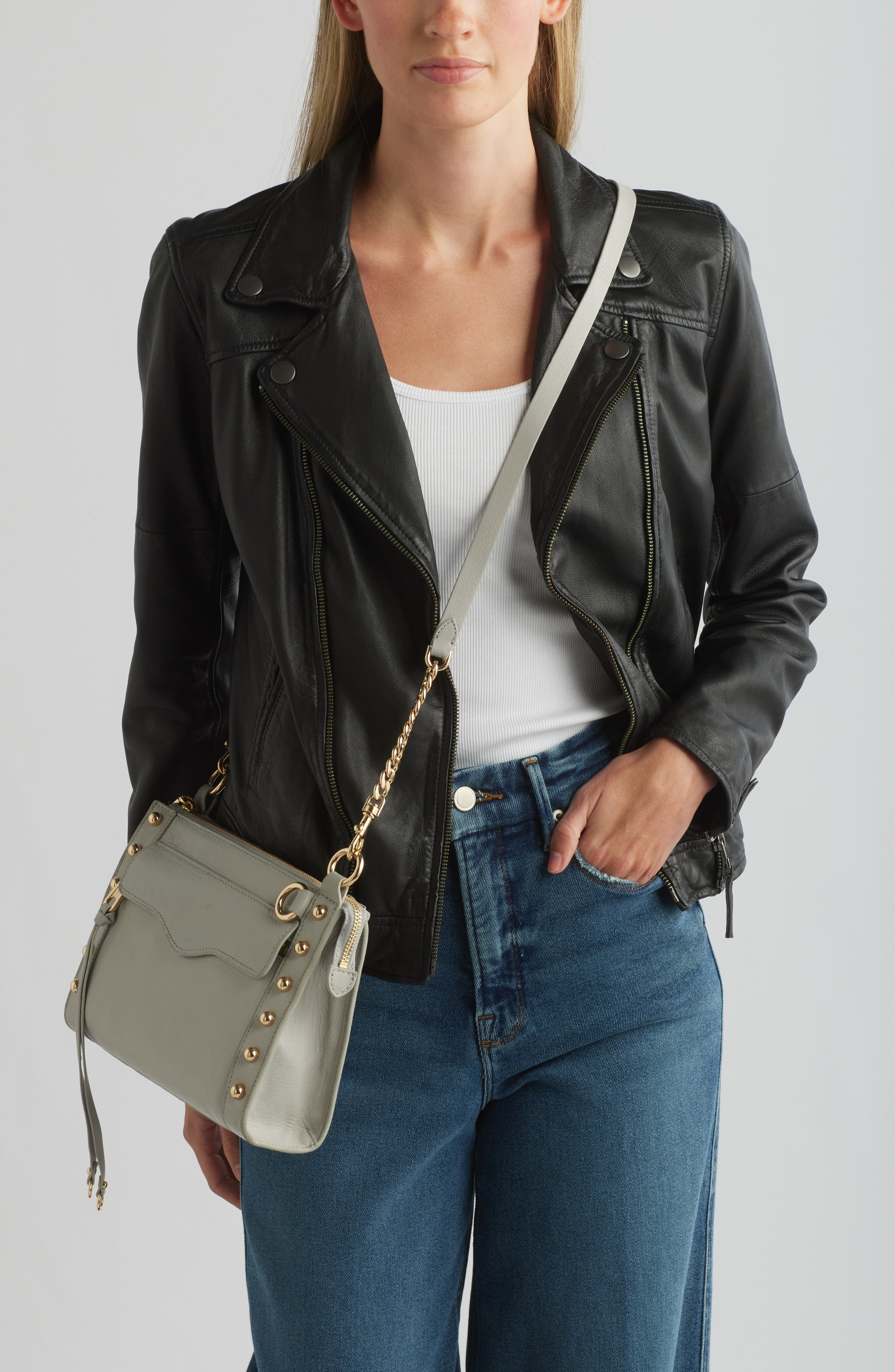 Rebecca Minkoff M.A.B. Studded Leather Crossbody Bag, Alternate, color, 