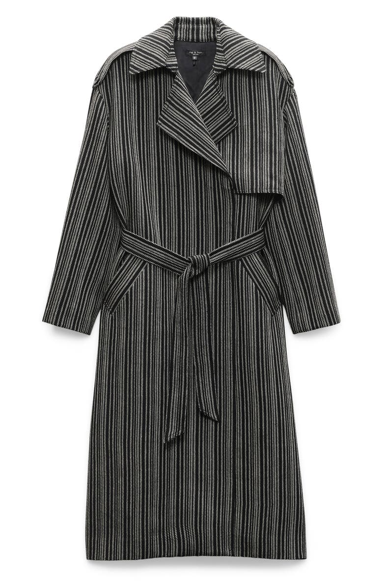 rag & bone Jennie Herringbone Stripe Virgin Wool Coat, Alternate, color,