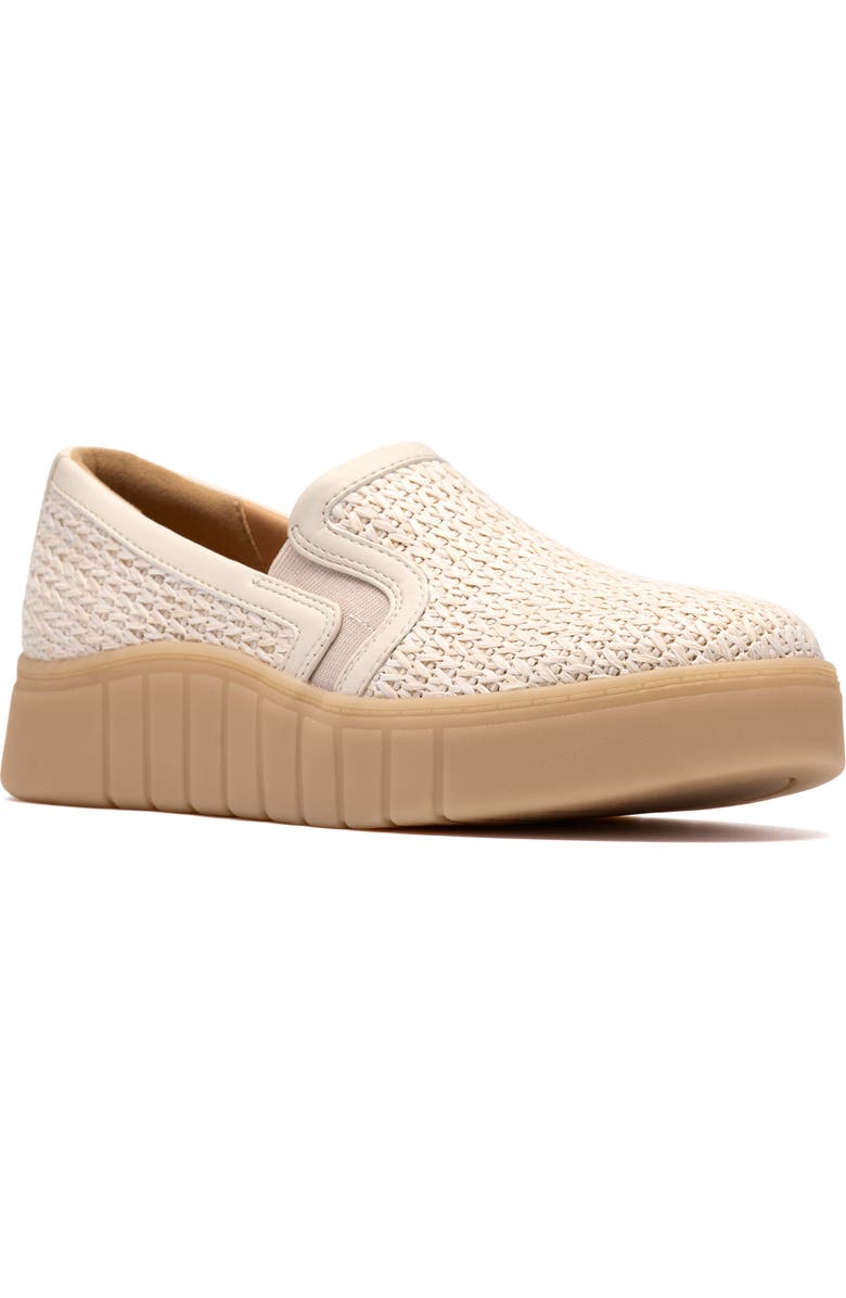 Clarks<sup>®</sup> Mykah Shine Platform Slip-On Sneaker - Wide Width Available, Main, color, Natural Raffia