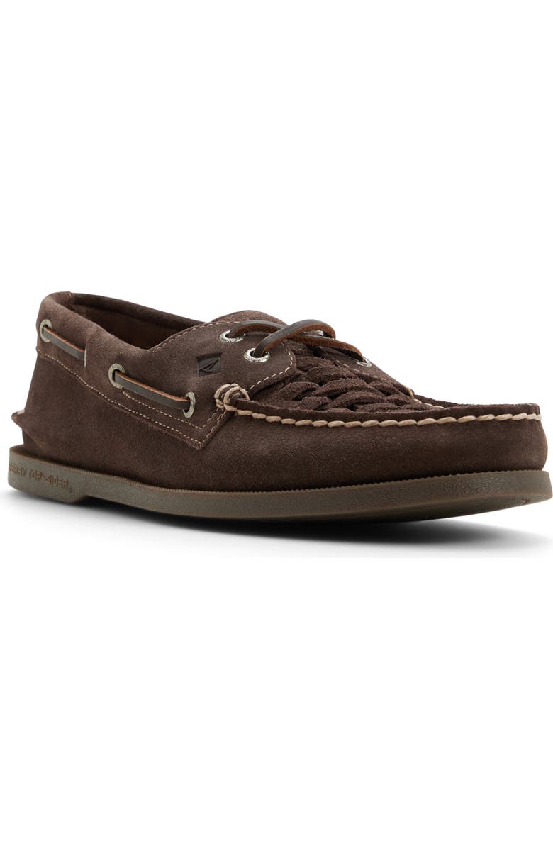Sperry Authentic Original 2-Eye Woven Boat Shoe, Main, color, Dark Brown