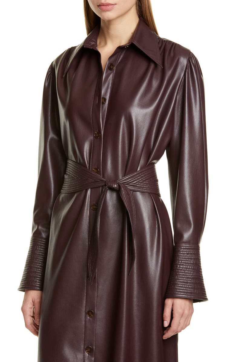 Nanushka Rosana Long Sleeve Faux Leather Shirtdress, Alternate, color,