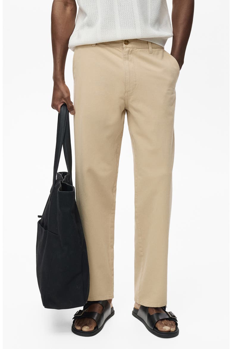 Cotton & Linen Straight Leg Jeans, Main, color, BEIGE