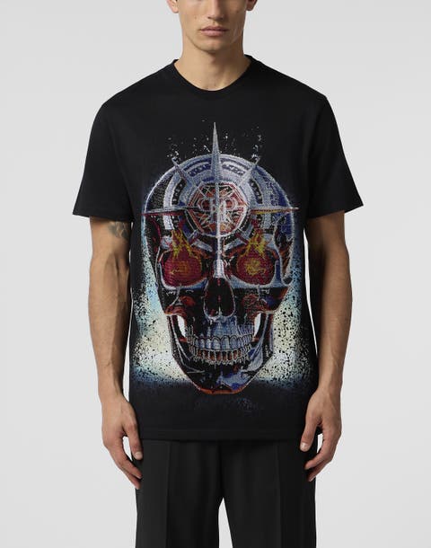Round Neck T-Shirt Chrome Skull Stones Men