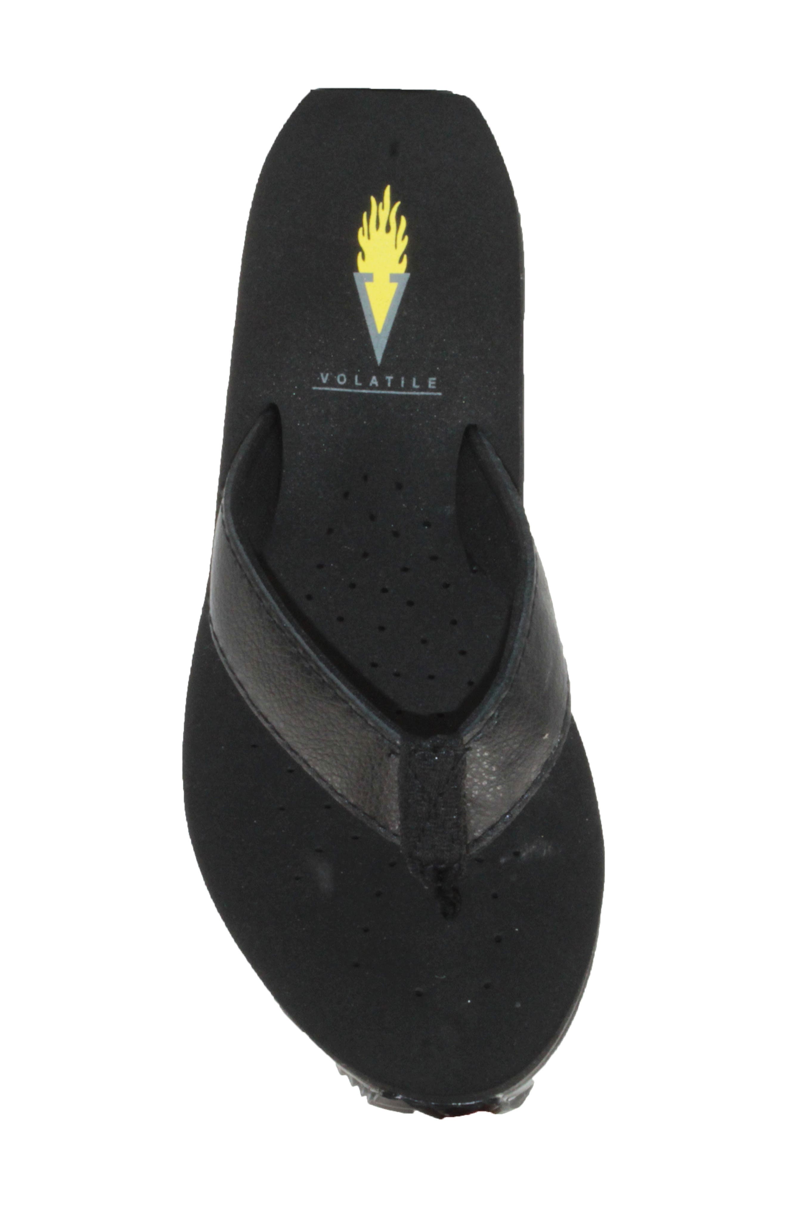 Volatile Frappachino Wedge Flip Flop, Alternate, color, Black Leather