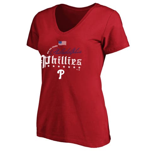 Women's Fanatics Red Philadelphia Phillies USA 250 Years Plus Size V-Neck T-Shirt