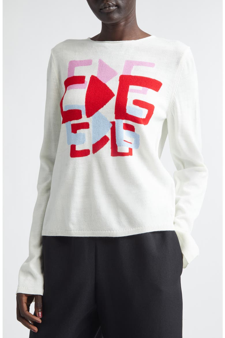 x Brett Westfall Logo Intarsia Crewneck Sweater, Alternate, color, WHITE