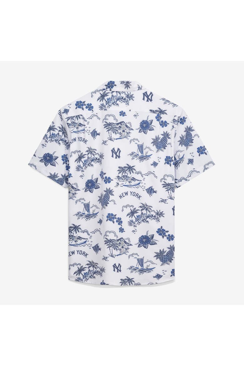Men's Reyn Spooner  White New York Yankees Cooperstown Kekai Performance Button-Down Tri-Blend Shirt, Alternate, color, White