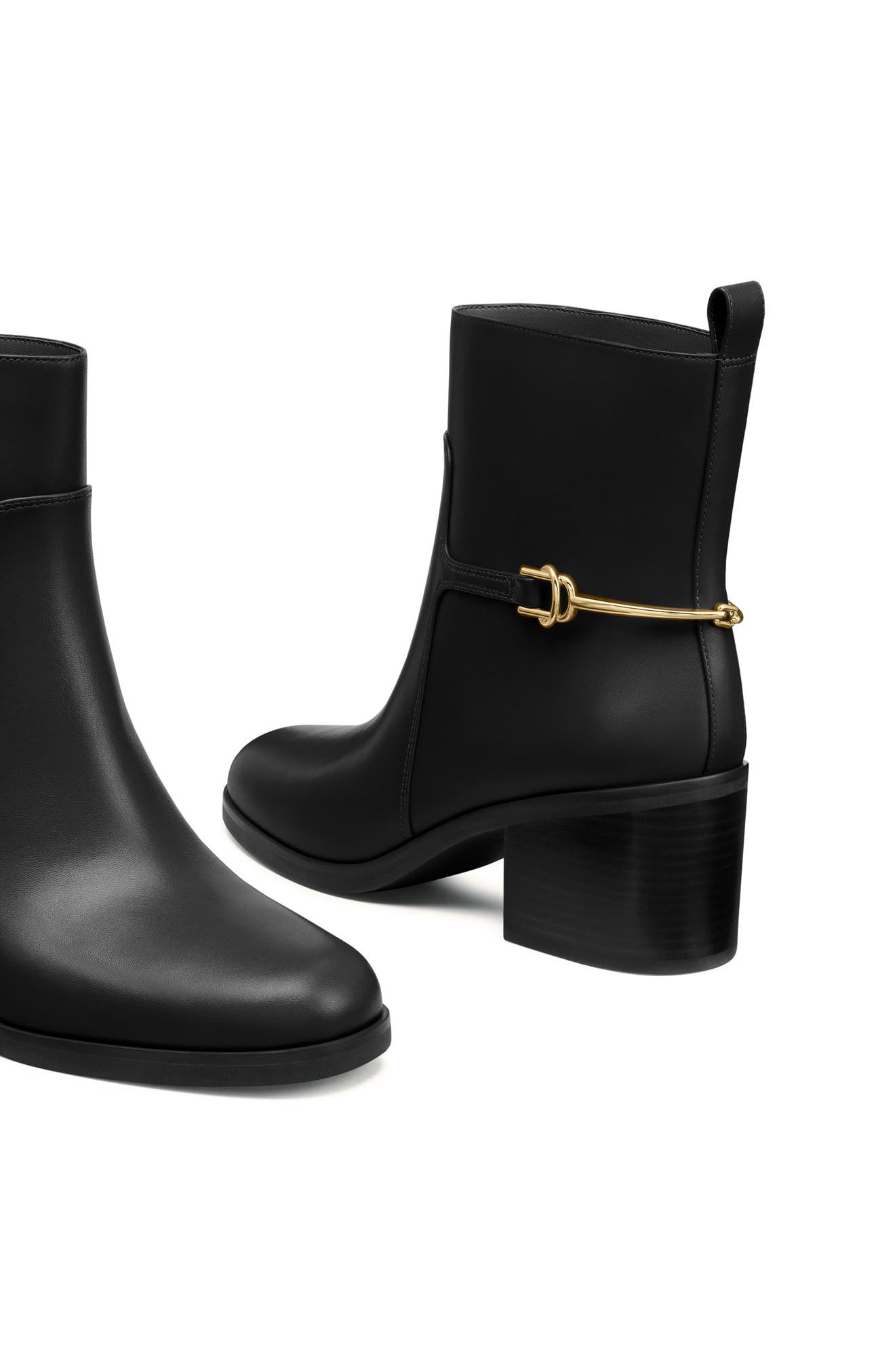 Cecily Leather Bootie, Alternate, color, BLACK
