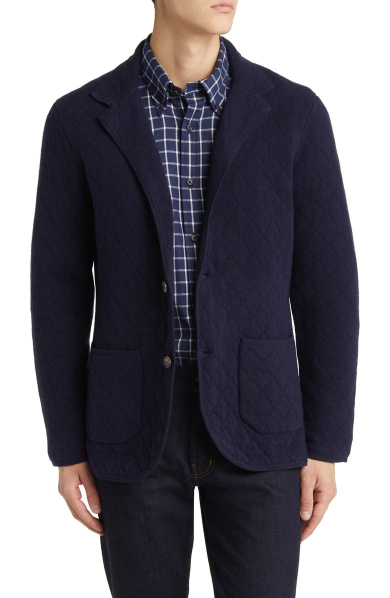 Brooks Brothers Quilted Wool Blend Knit Blazer, Main, color,