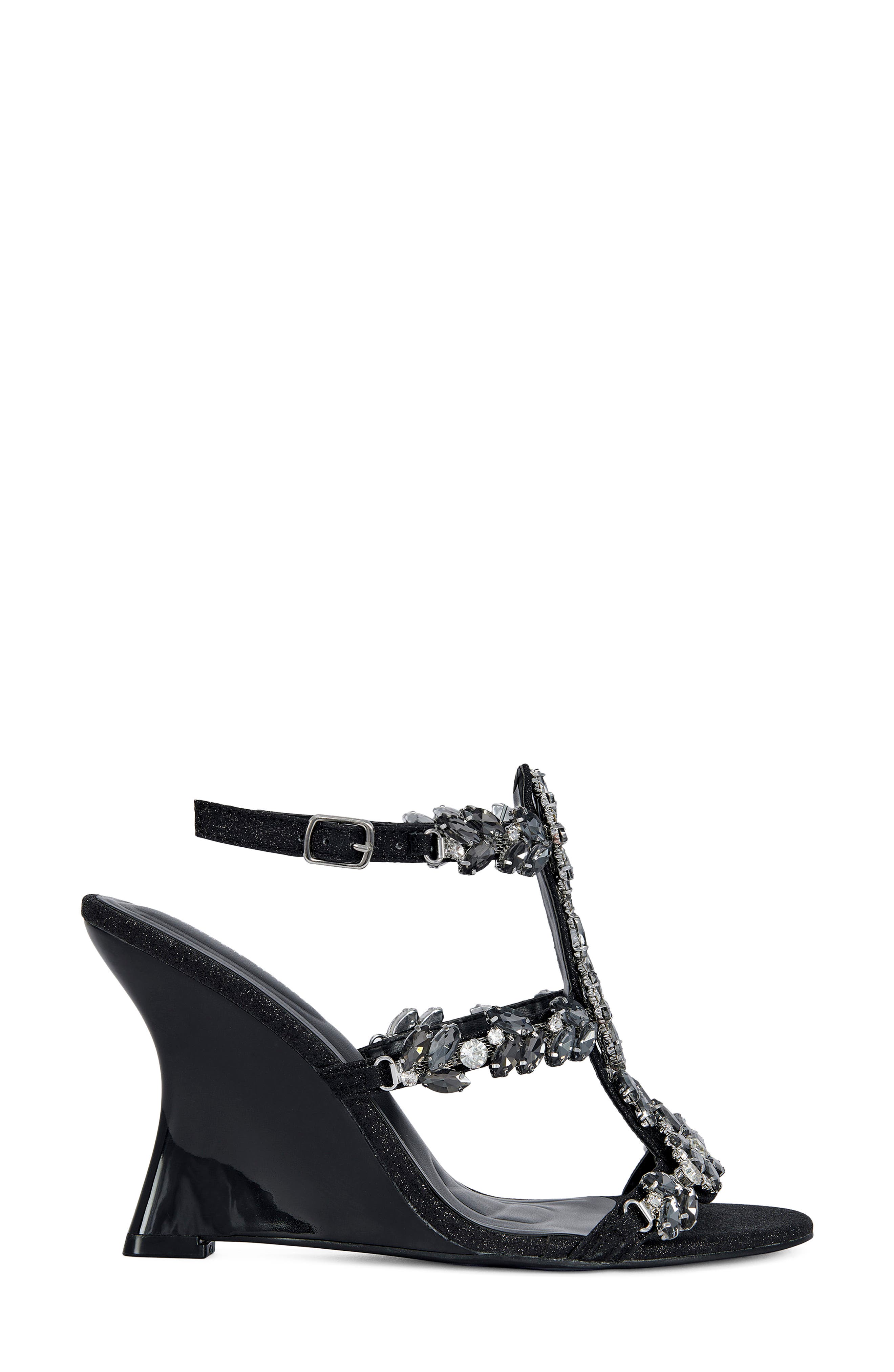 Porceline Wedge Sandal, Alternate, color, BLACK