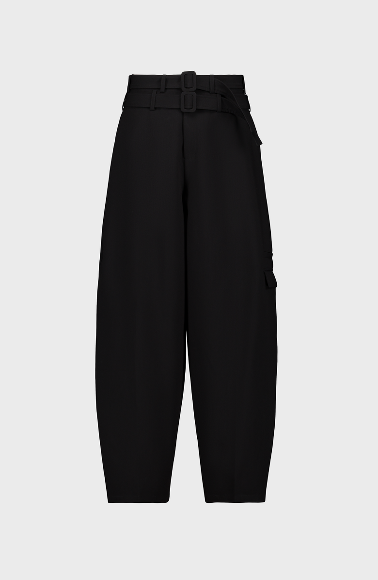 SAEMDI Double Belted Trousers, Main, color, Black