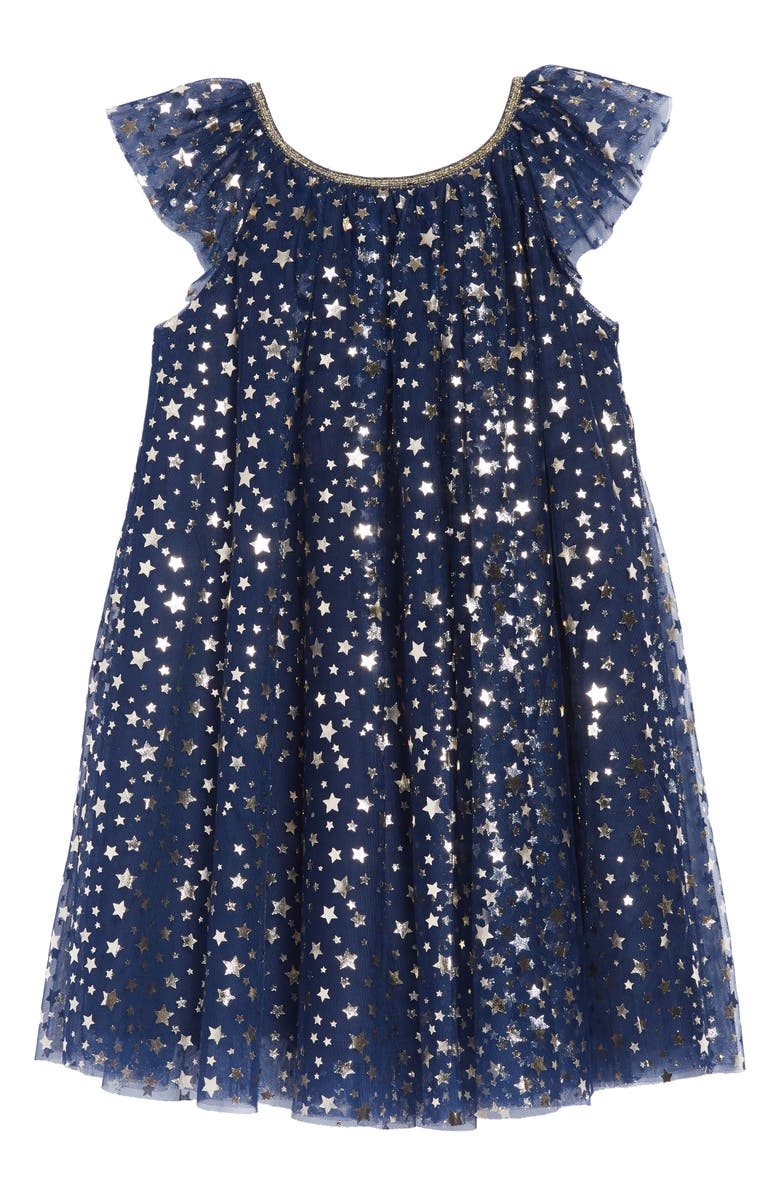 Zunie Foil Star Mesh Trapeze Dress, Alternate, color, 