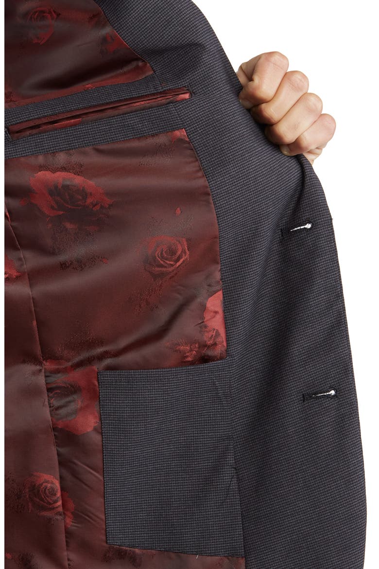 Houdstooth Print Two Button Notch Lapel Suit, Alternate, color, GREY