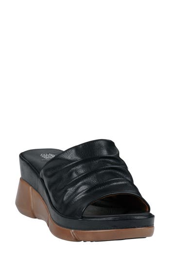 Gc Shoes Nora Ruched Wedge Sandal In Black