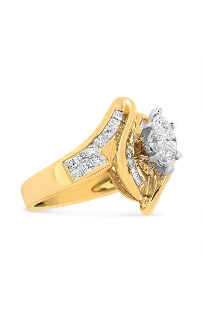 Haus of Brilliance 14K Gold 1 1/4 Cttw Multi Shaped Diamond Marquise Shaped Ring, Alternate, color, Yellow Gold