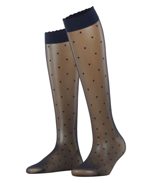 Falke Dot 15 Denier Sheer Knee High Socks In Blue