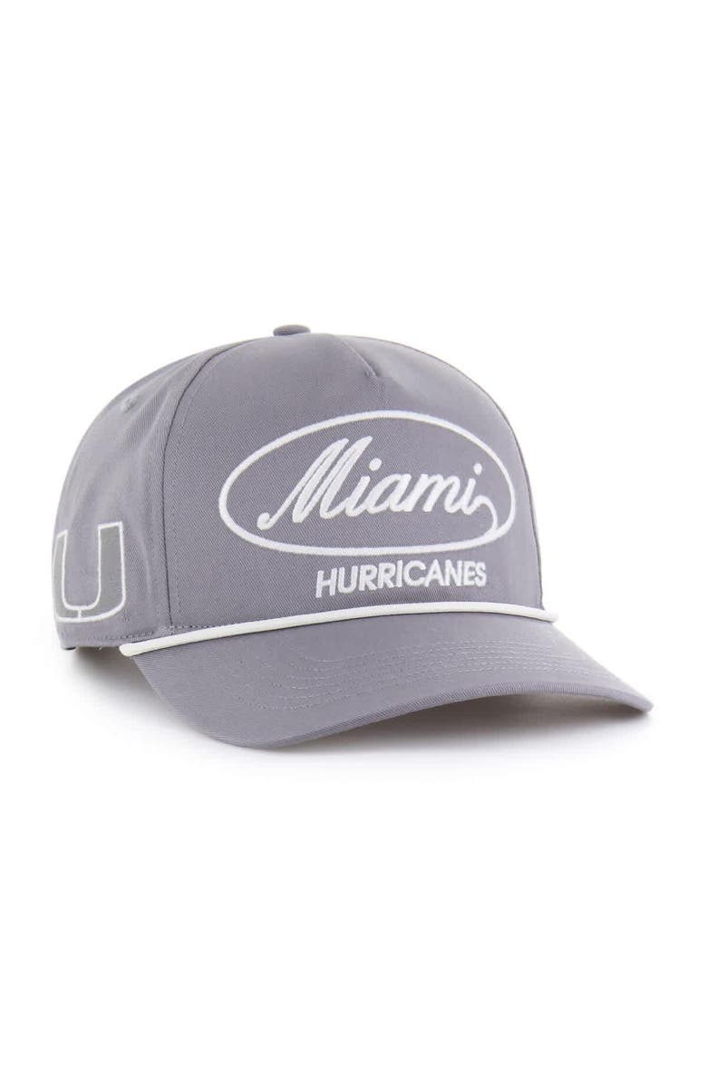 '47 Men's '47 Gray Miami Hurricanes Contemporary Basics Foundational Rope Hitch Adjustable Hat, Main, color, Gray