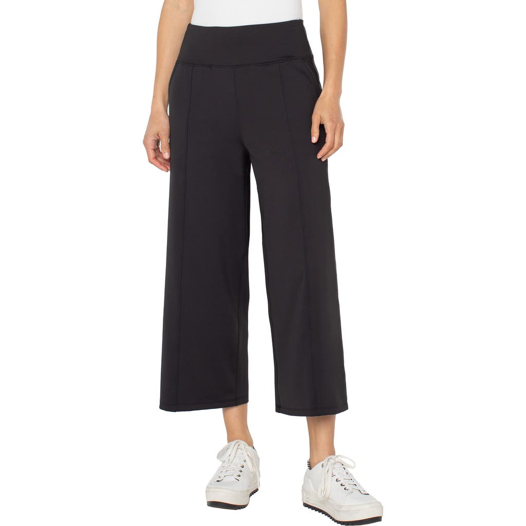 Liverpool Los Angeles Stretch Nylon Crop Wide Leg Pants In Blue