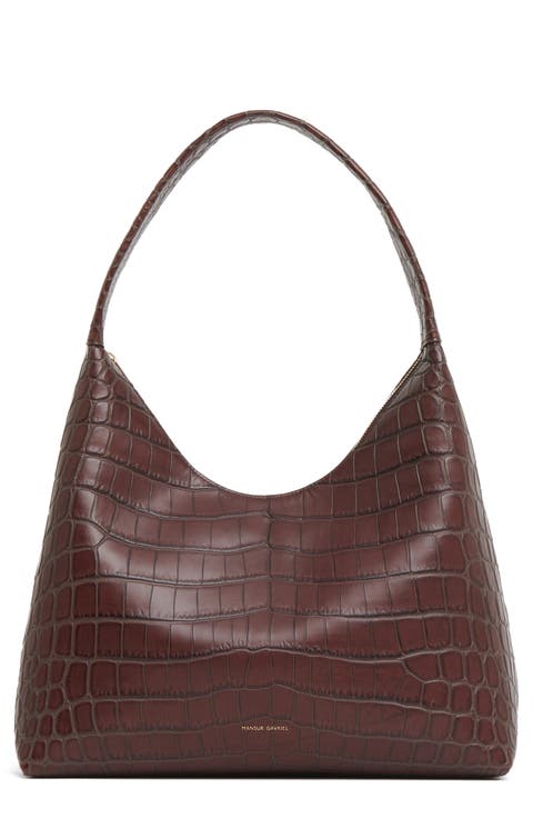 Candy Croc Embossed Leather Hobo Bag