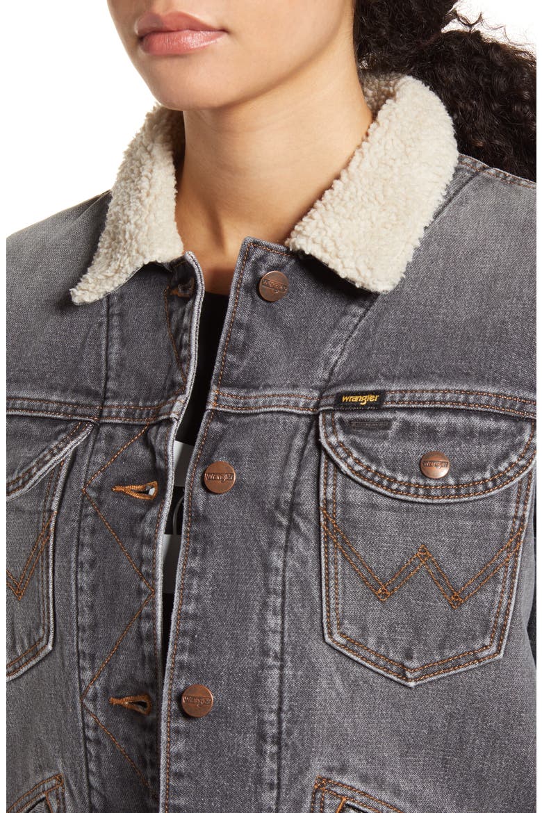 ICONS™ 124WJ Faux Shearling Lined Denim Jacket, Alternate, color, BLACK - 2 YEAR