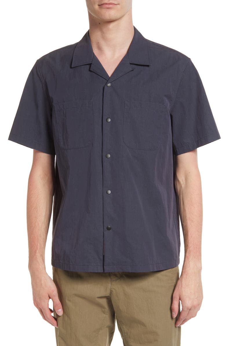rag & bone Avery Cotton Paperweight Snap Front Shirt, Main, color,