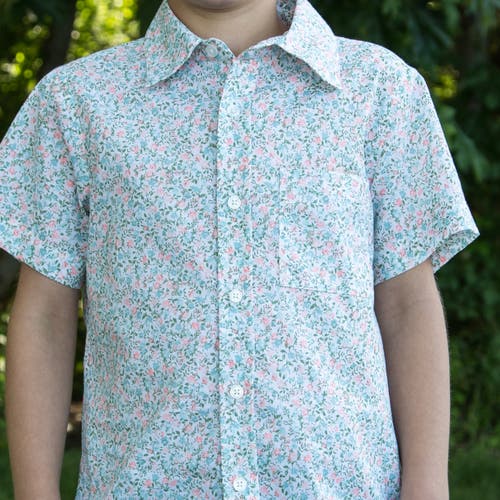Beet World Boys Collar Shirt In Pastel Green And Peach