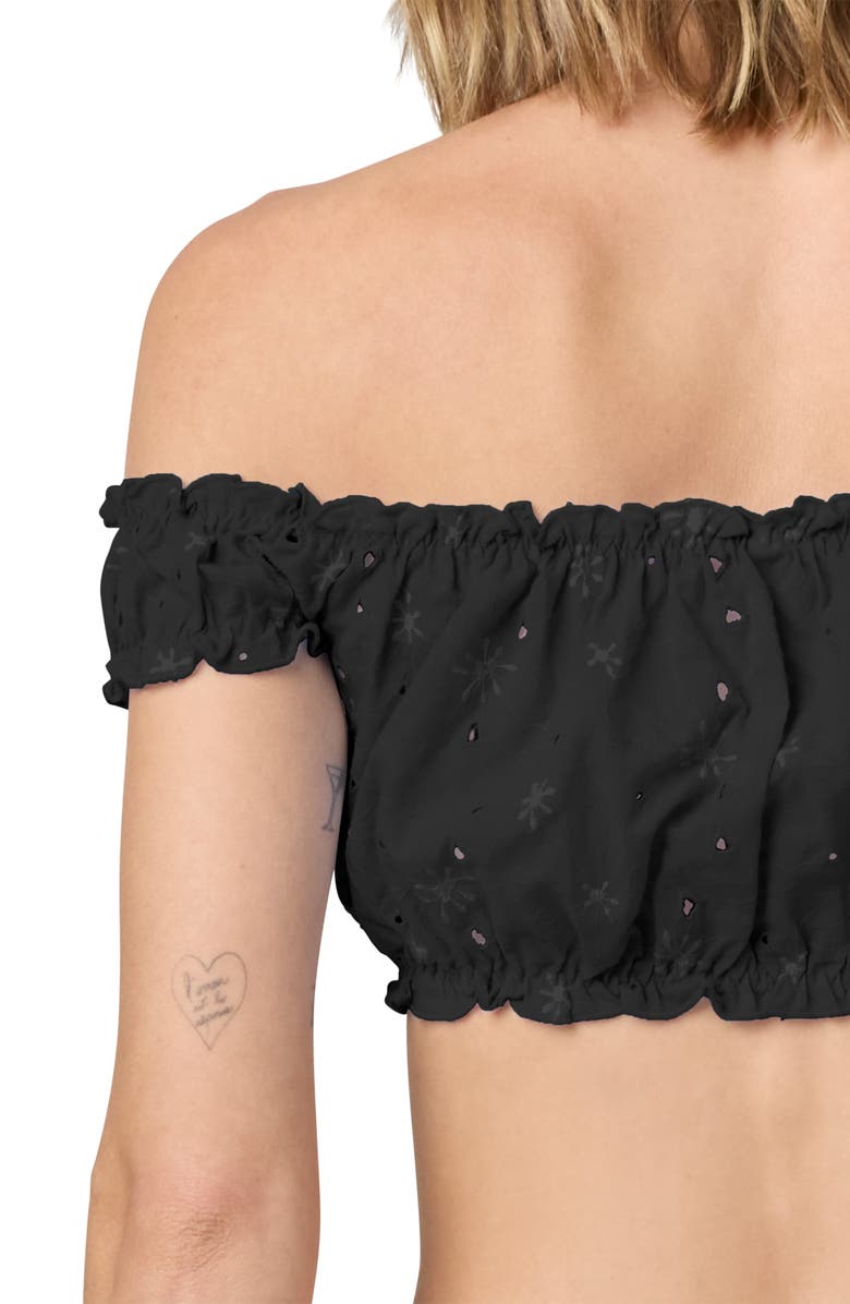 Florence by Mills Embroidered Eyelet Off the Shoulder Crop Top, Alternate, color, 