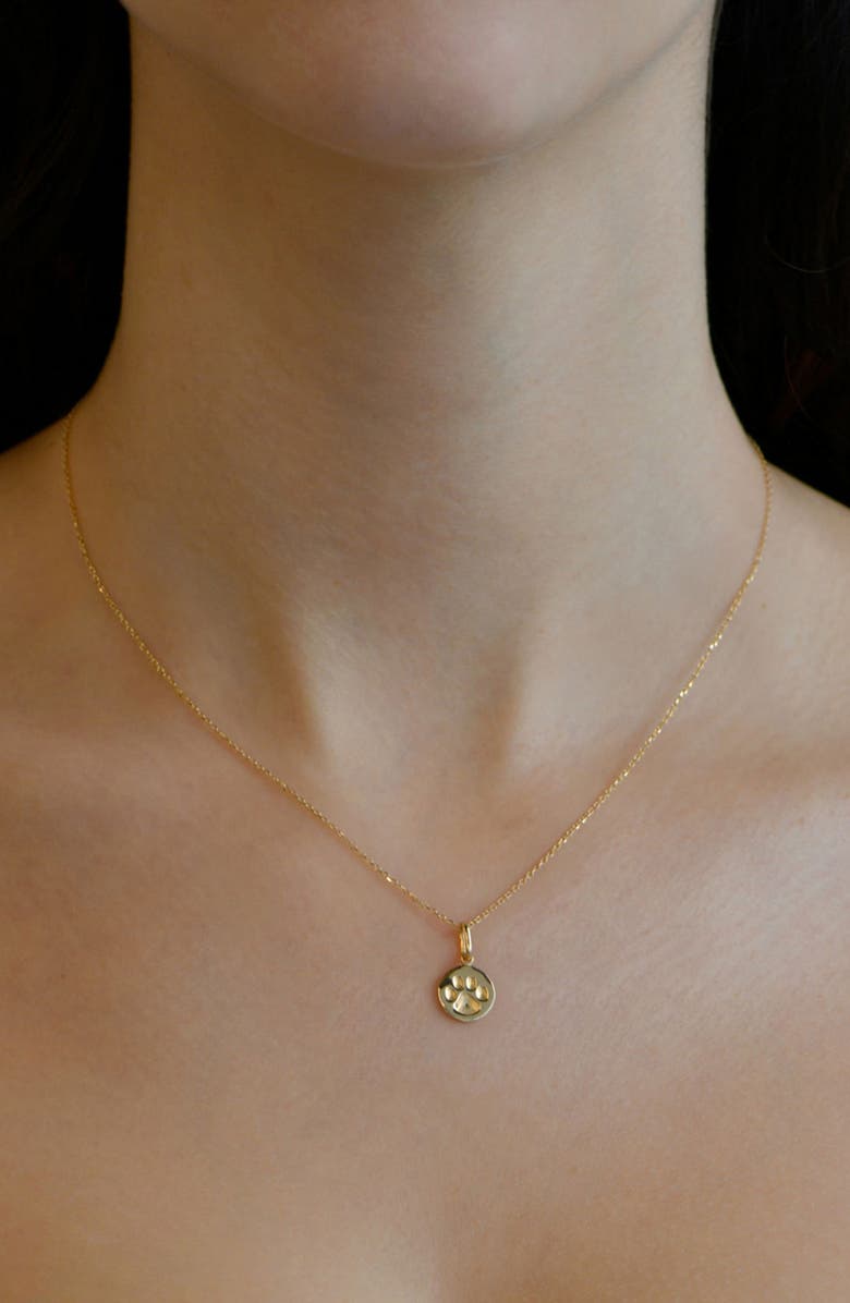 Anzie Love Letter Paw Pendant, Alternate, color, Yellow Gold