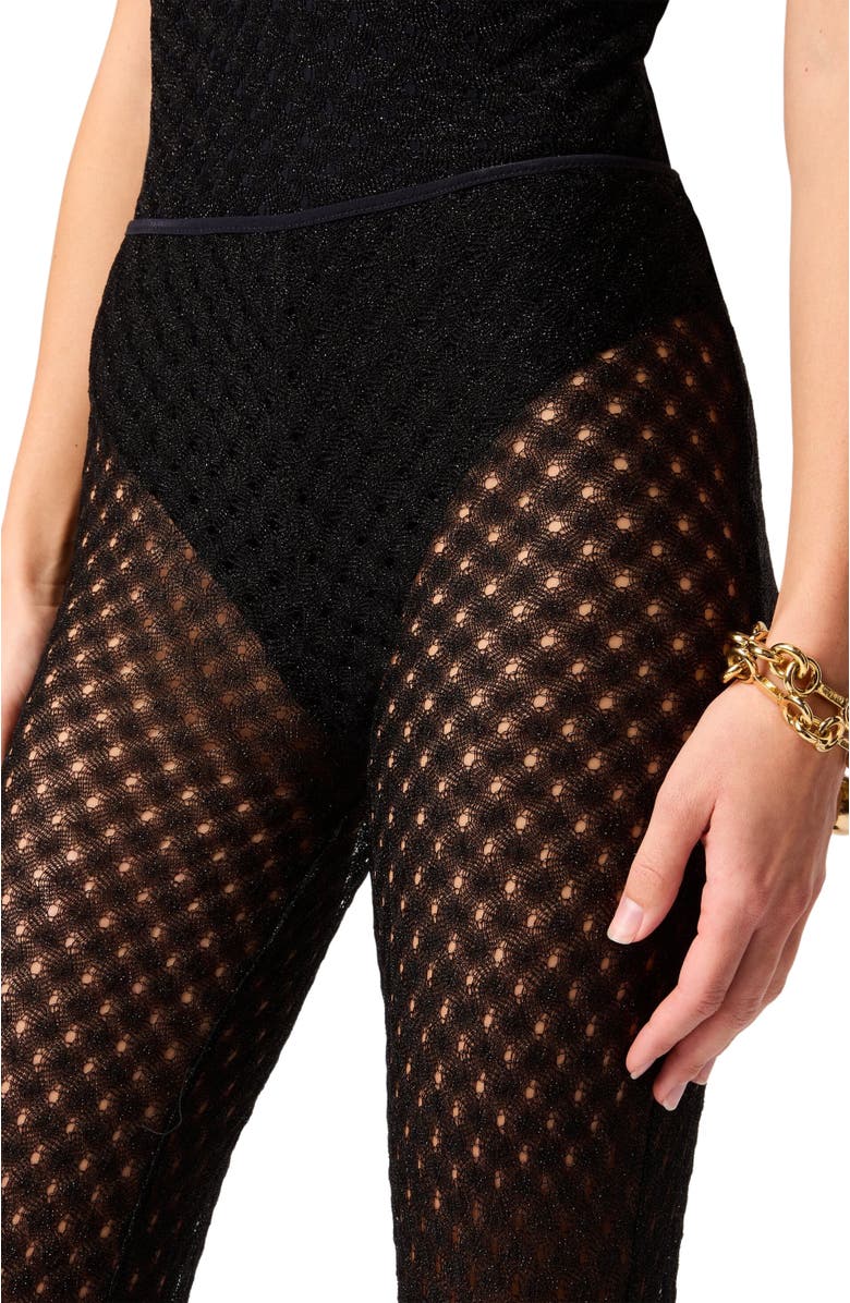 Missoni Flared Trousers In Lamé Viscose With Raschel Workmanship, Alternate, color, Black