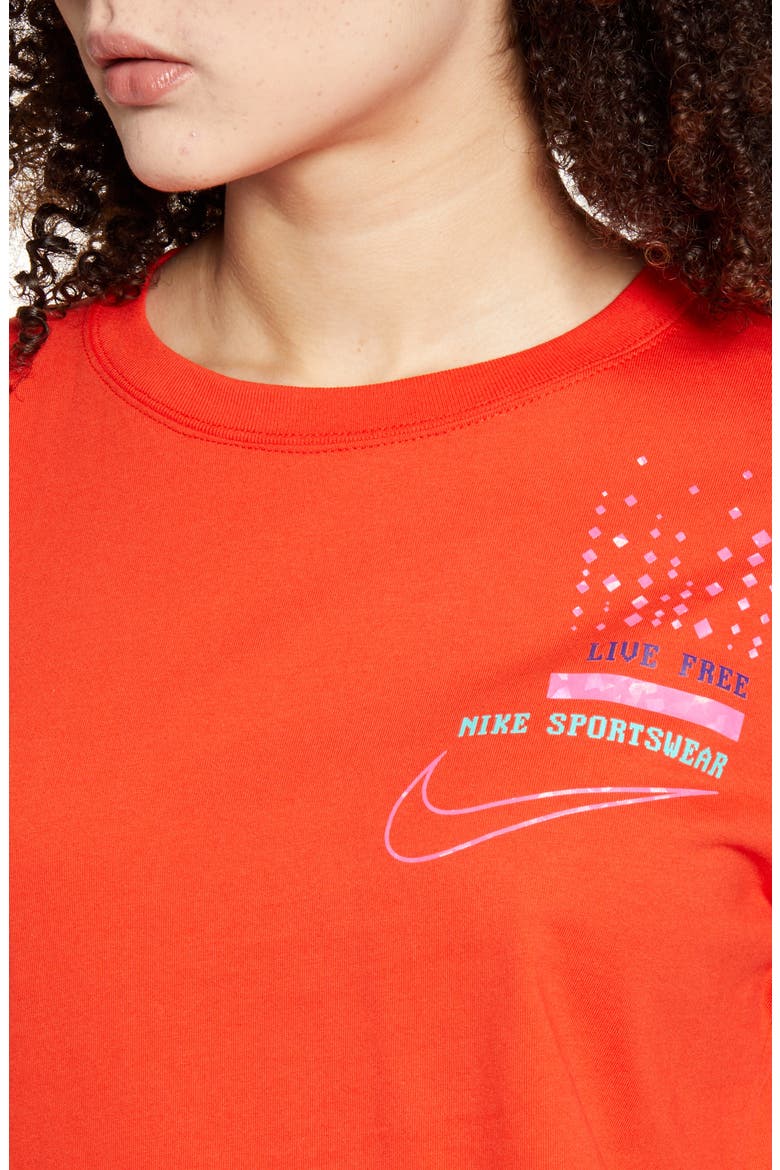 Live Free Logo Graphic Long Sleeve Cotton Tee, Alternate, color, HABANERO RED