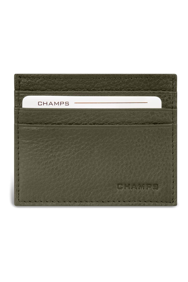 Slim Leather Card Wallet, Main, color, KHAKI