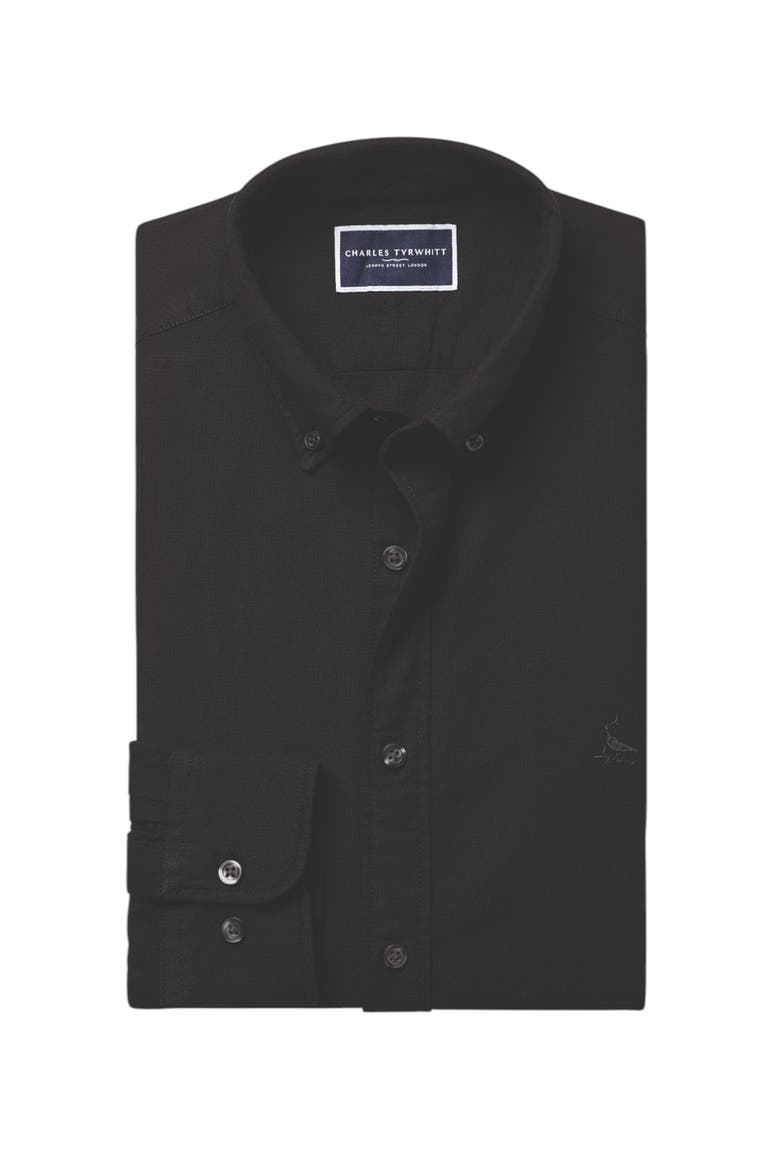 Stretch Washed Oxford Shirt, Alternate, color, Black