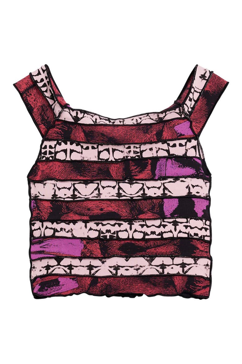Paneled Off the Shoulder Stretch Cotton Crop Top, Alternate, color, FUCHSIA