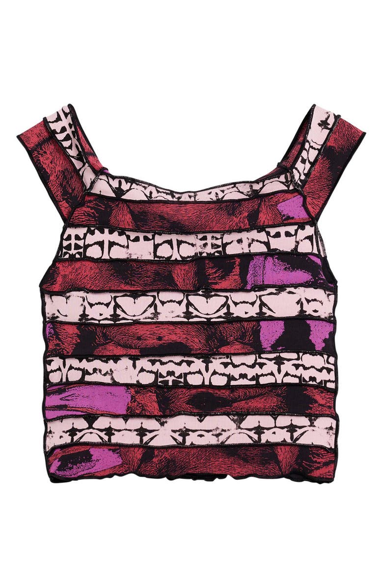 Desigual Paneled Off the Shoulder Stretch Cotton Crop Top, Alternate, color, Fuchsia