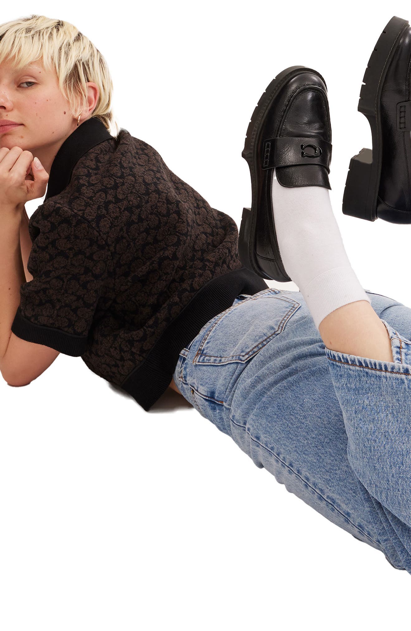 COACH Leah Platform Loafer, Alternate, color, Black