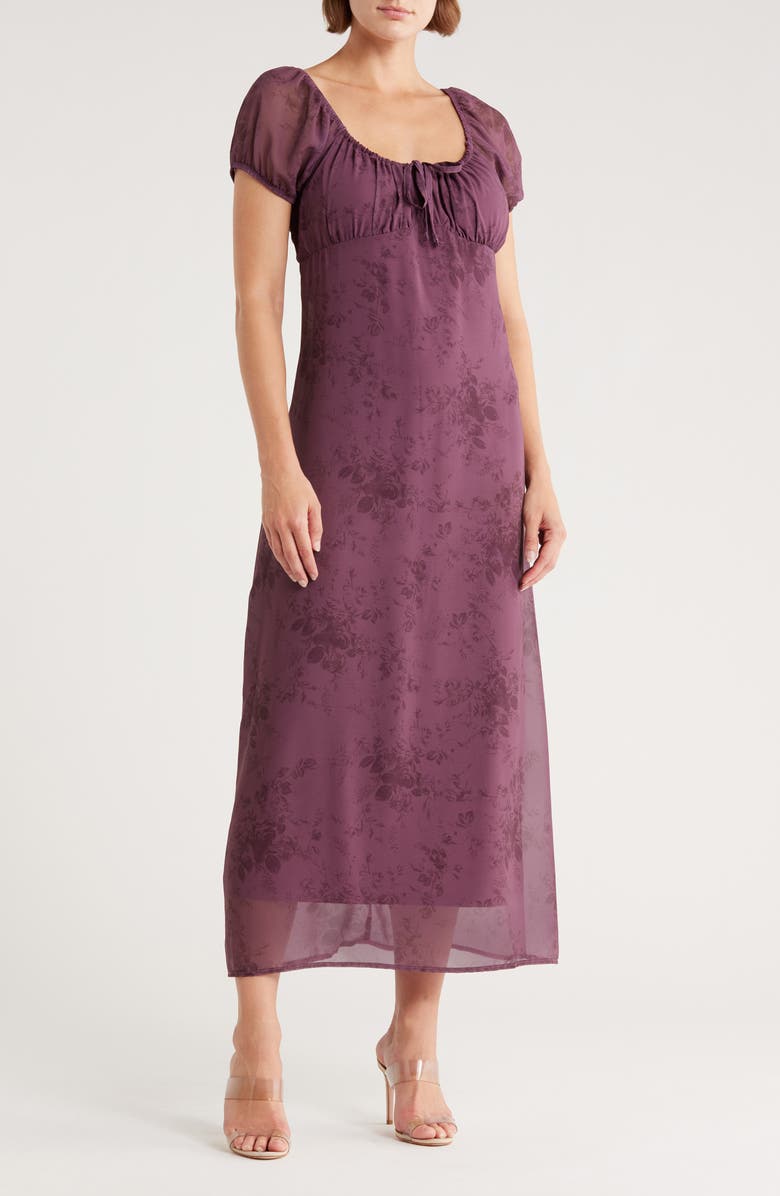 Cap Sleeve Empire Waist Chiffon Maxi Dress
