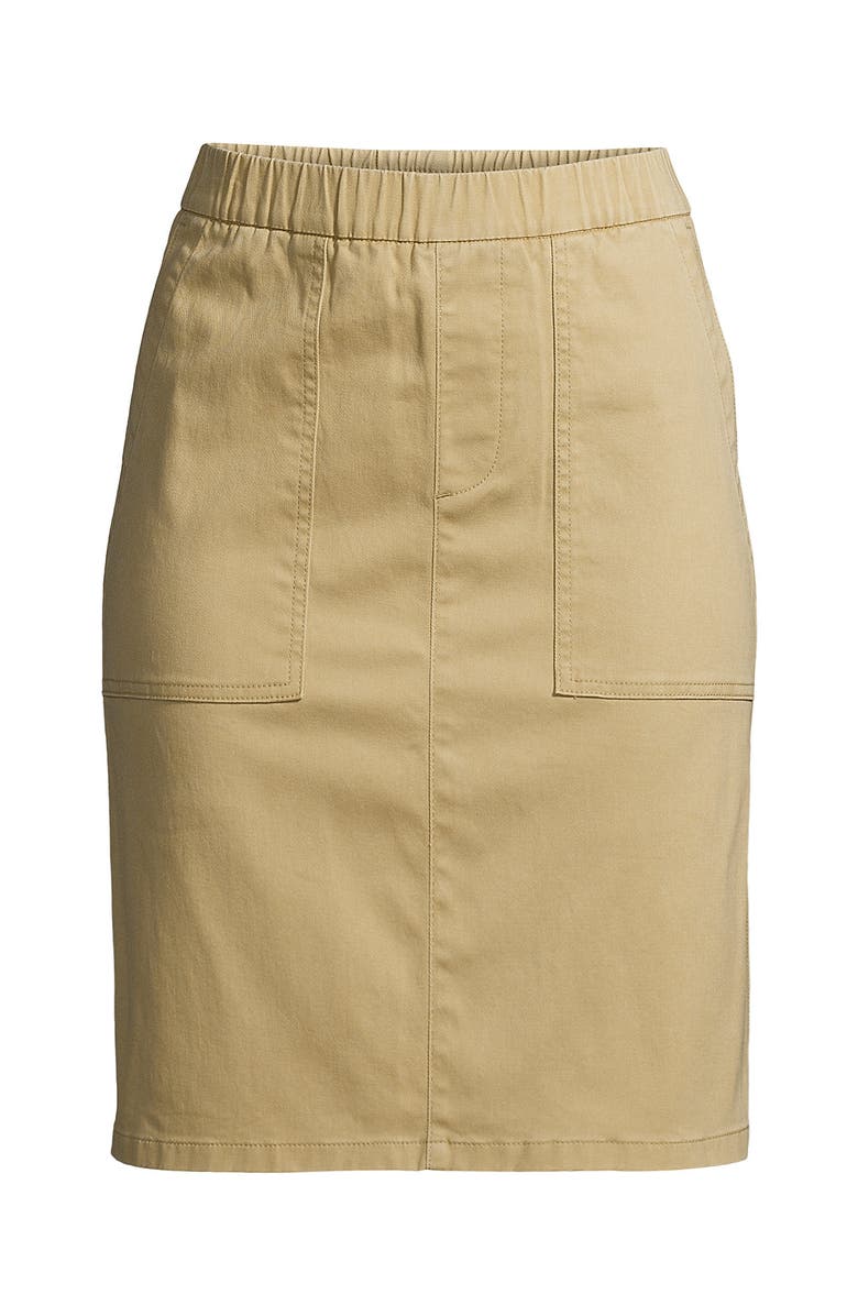 Lands' End Mid Rise Elastic Waist Pull On Chino Skort, Alternate, color, Desert Tan